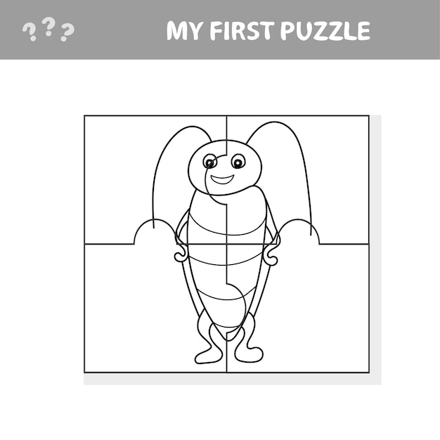 Jogo de quebra-cabeça para crianças em idade pré-escolar com besouro engraçado meu primeiro quebra-cabeça