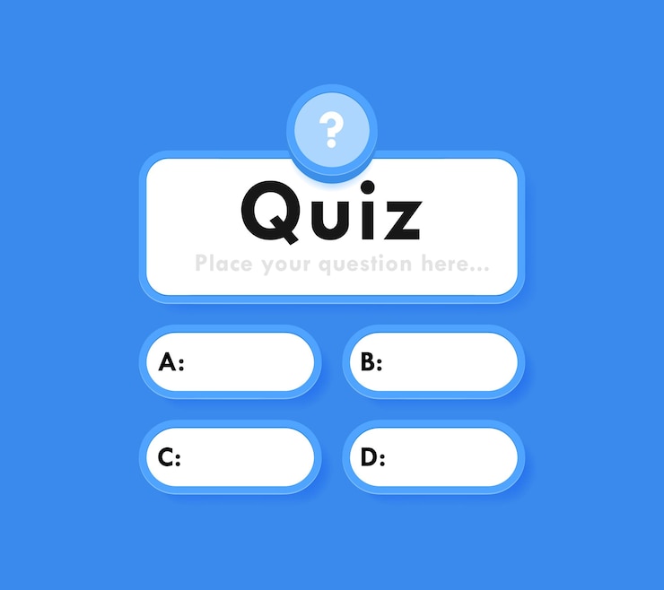 Vetor jogo de quiz intelectual pop-up com ponto de interrogação e variantes de respostas