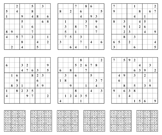 Jogo Sudoku Com Respostas. Complexidade Difícil. Simples