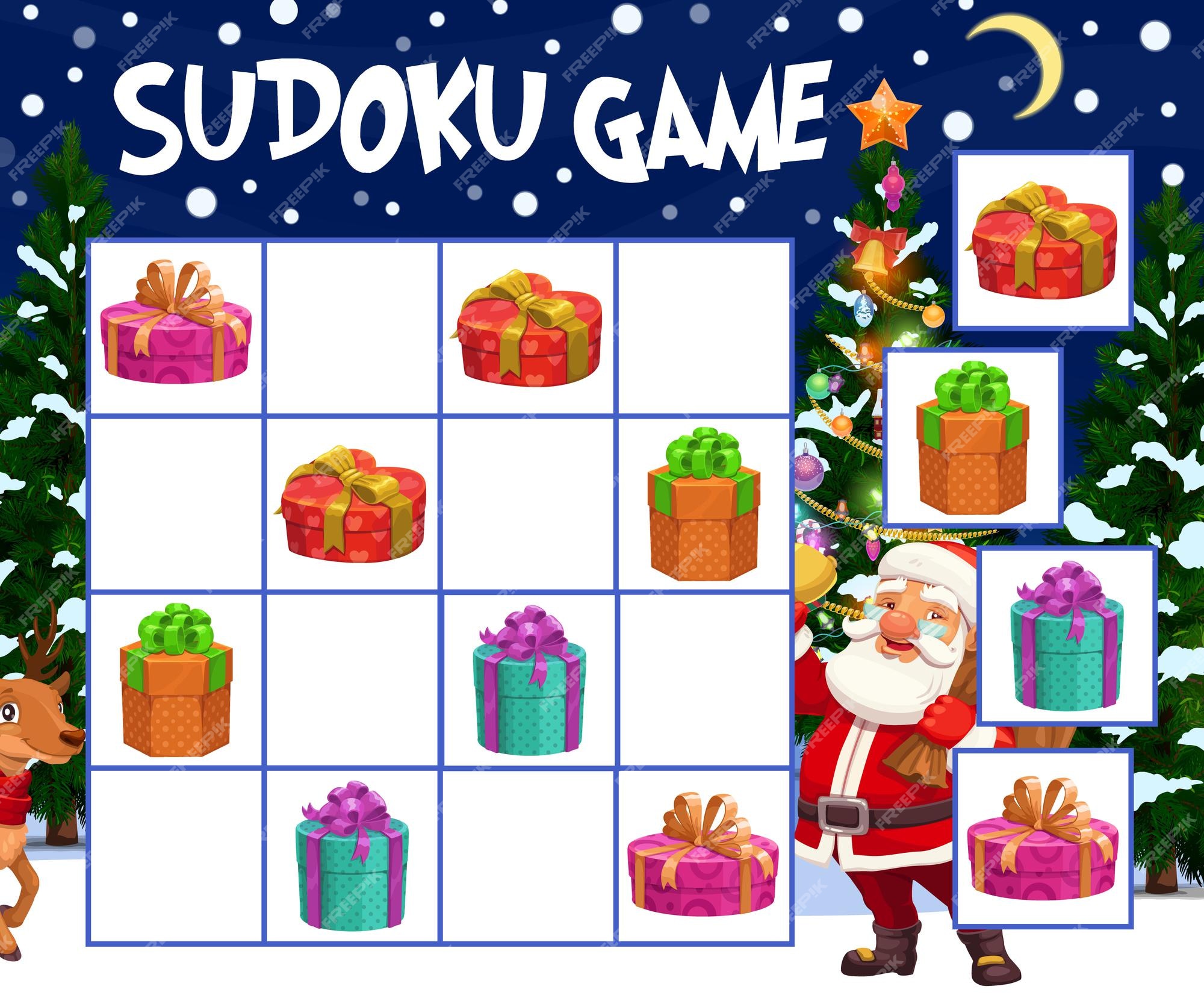 Jogo infantil sudoku, doces de desenho animado, personagens de