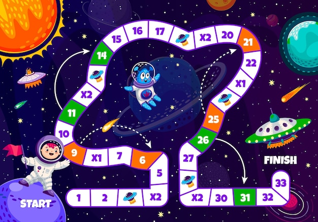 Dominó de espaço para crianças. jogo de tabuleiro com planeta, terra, sol,  foguete, alienígena, ovni, estrela. atividade de correspondência para a  educação infantil