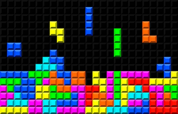 Vetor jogo de tetris retrô de tijolo