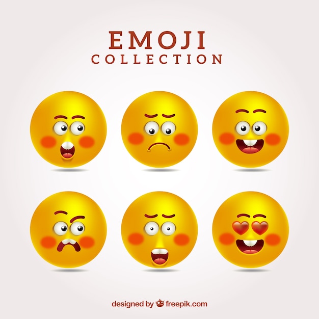 Vetor jogo dos emoticons amarelos agradáveis