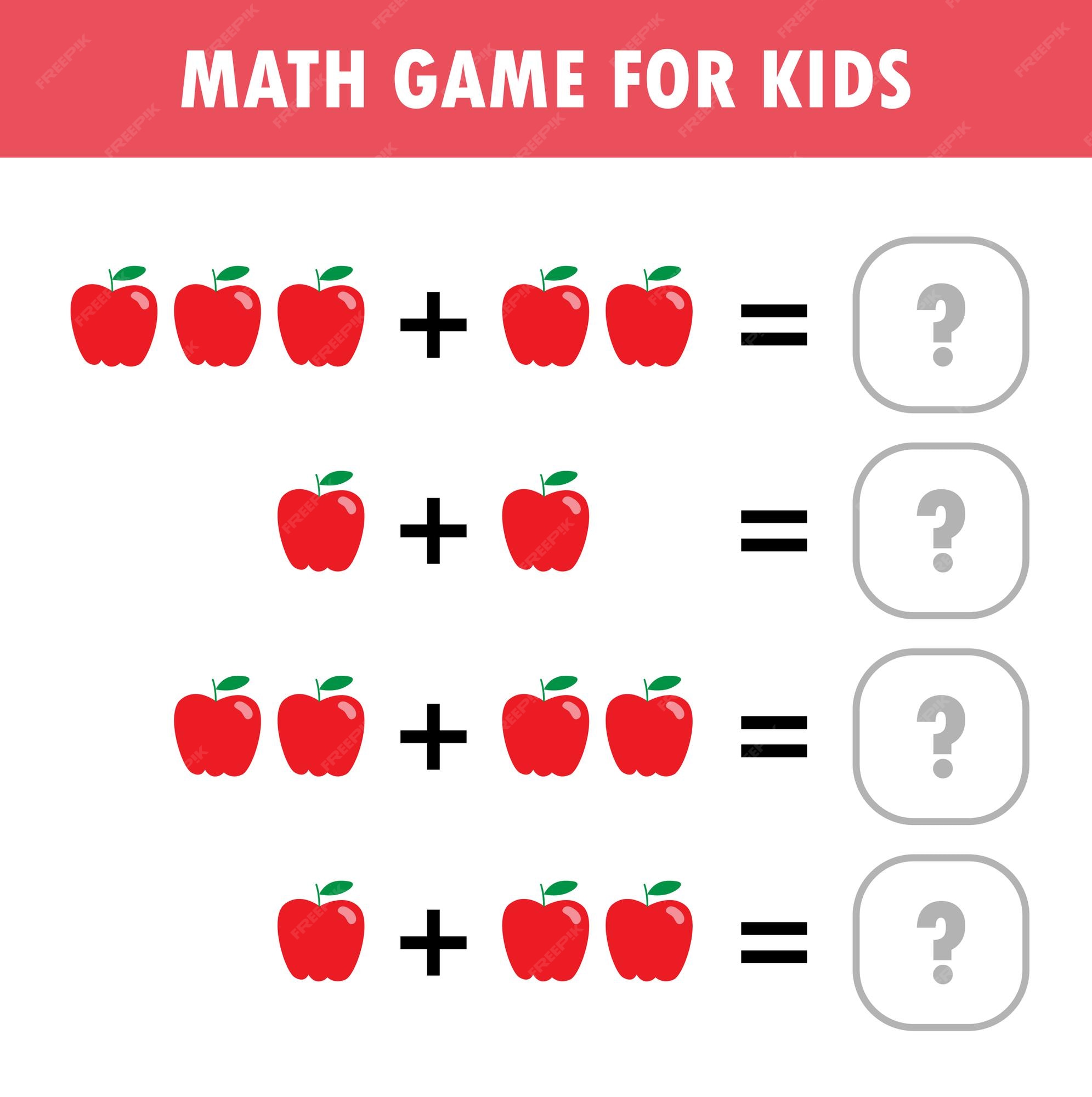 jogo de matemática com imagens para crianças jogo de educação de nível fácil  para atividades de planilha pré-escolar de crianças 2423026 Vetor no  Vecteezy