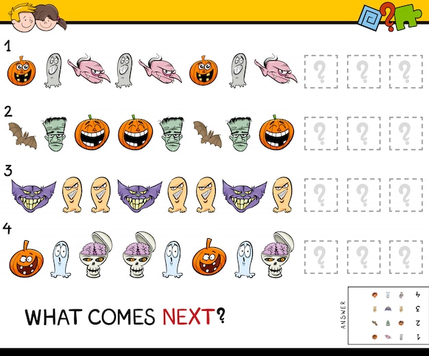 Jogo educacional padrão com personagens do halloween