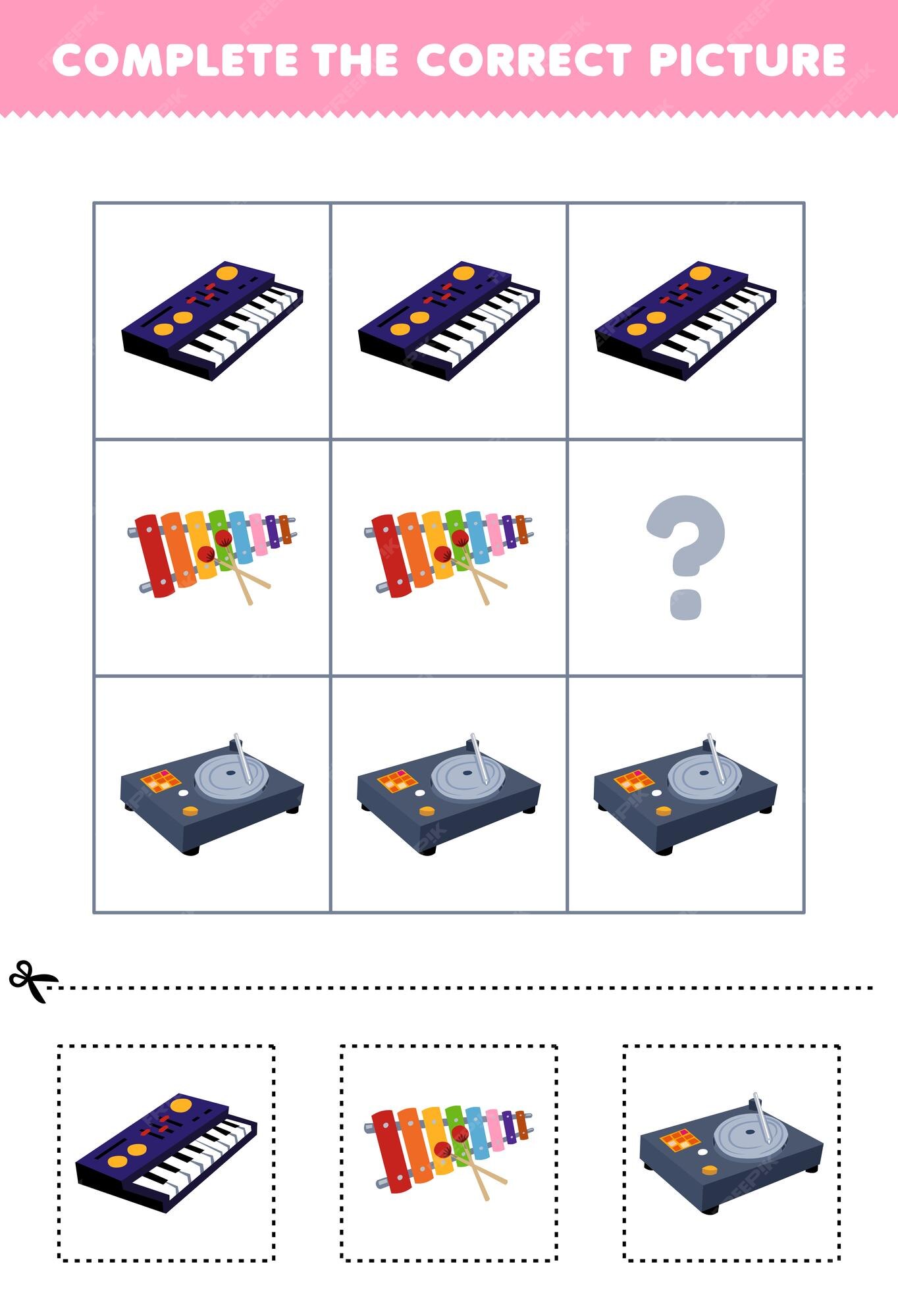 jogo de educação para crianças contar quantos teclado de xilofone giratório  bonito dos desenhos animados, em seguida, colorir a caixa na planilha de  instrumento de música imprimível gráfico 13695882 Vetor no Vecteezy