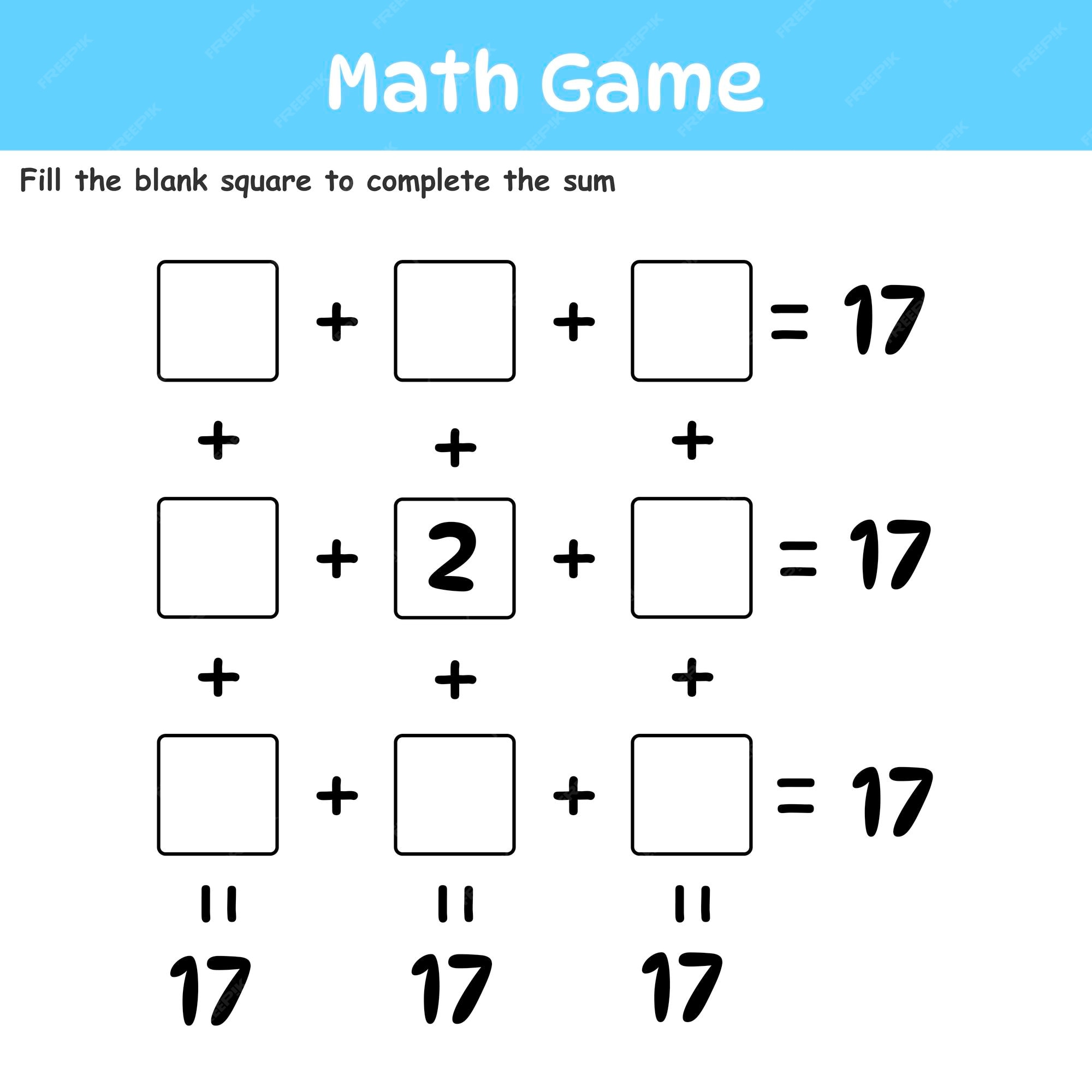 Conjunto Jogos Matemáticos Matemática Jogo Educativo Para Crianças Tarefa  Contagem imagem vetorial de ek_tim© 393772670