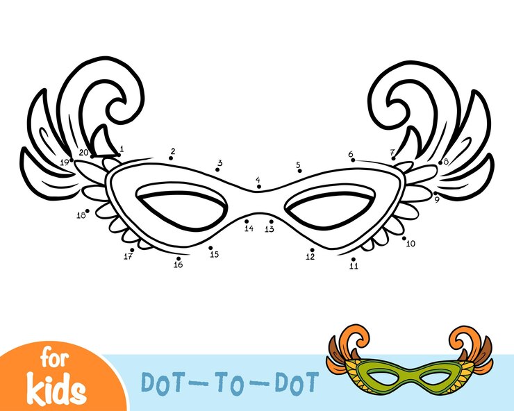 Vetor jogo educativo de números para crianças máscara de carnaval