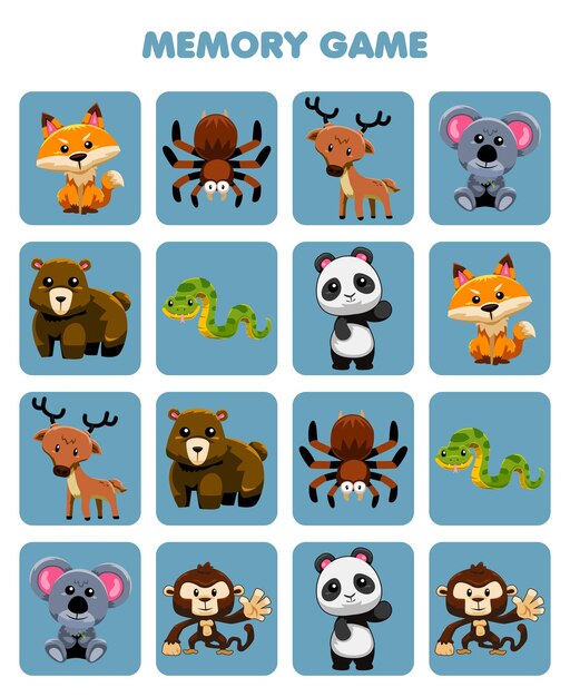 Jogo de educação para crianças sudoku fácil para crianças com folha de  trabalho de animal para impressão de macaco de desenho animado fofo urso de  veado