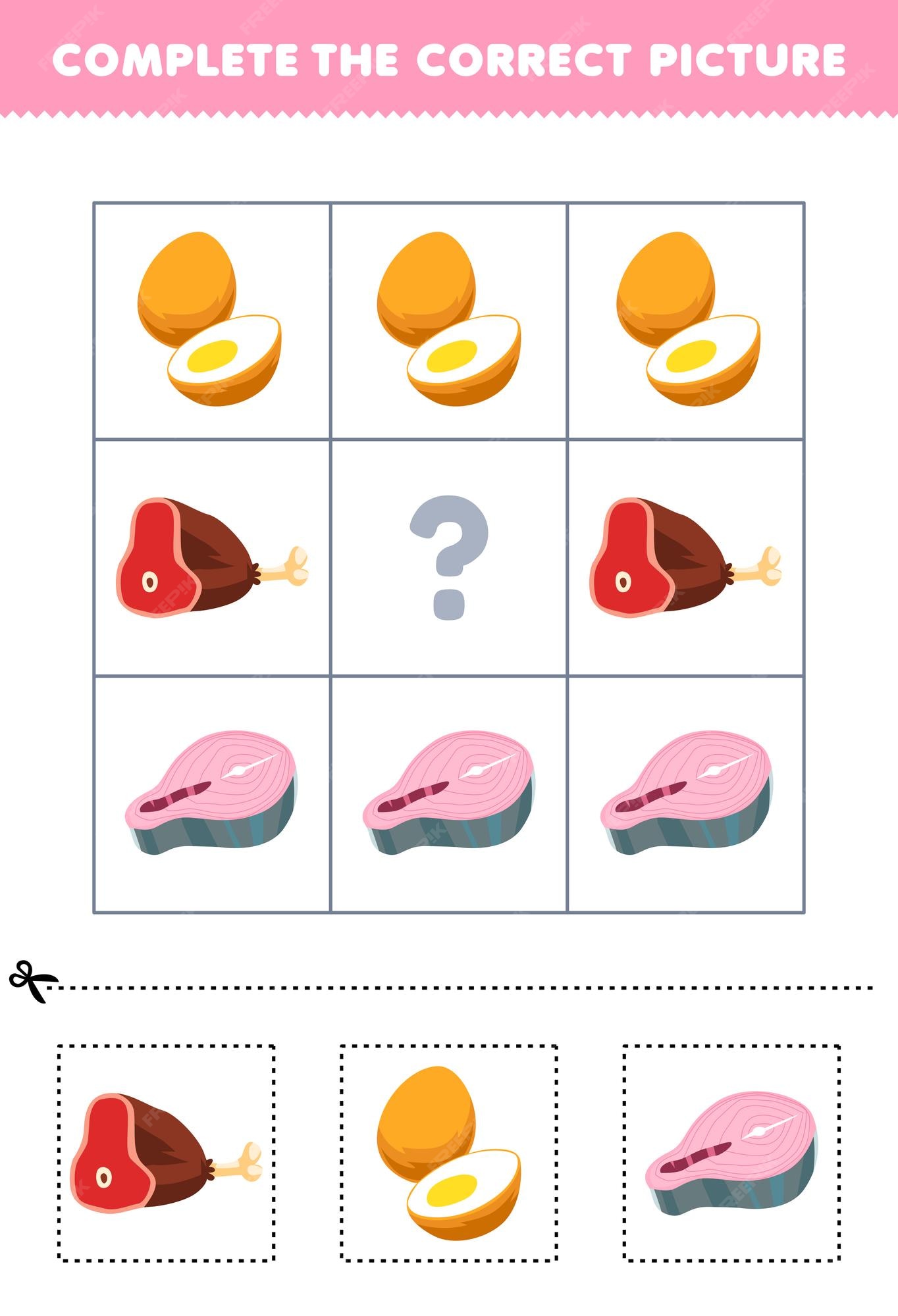 Educação jogos para crianças círculo a pequeno cenário do fofa desenho  animado linguiça ovo carne inhame salmão bacon imprimível Comida planilha  24611518 Vetor no Vecteezy