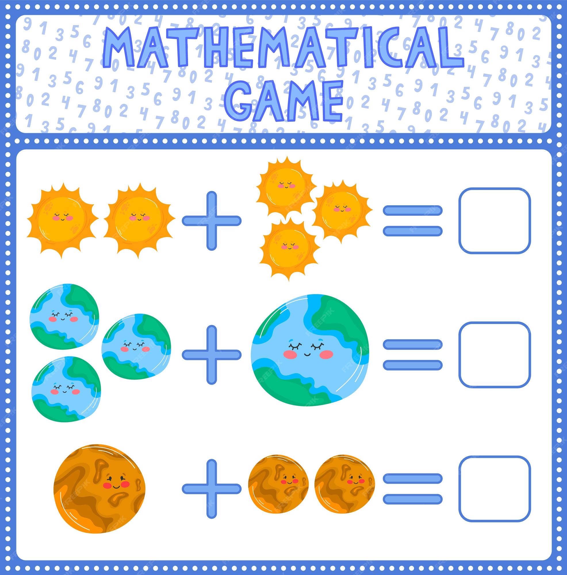 Jogo educativo para crianças, adição divertida, adivinhando o número  correto de desenhos animados fofos, fogo, água, gelo, planilha de natureza  imprimível