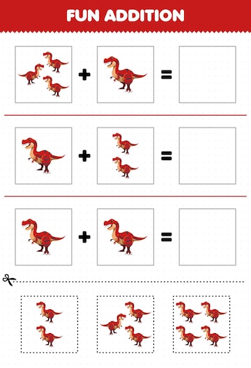 jogo de educação para crianças além de diversão contando a planilha de  fotos de tiranossauros de dinossauros pré-históricos de desenhos animados  fofos 9971844 Vetor no Vecteezy