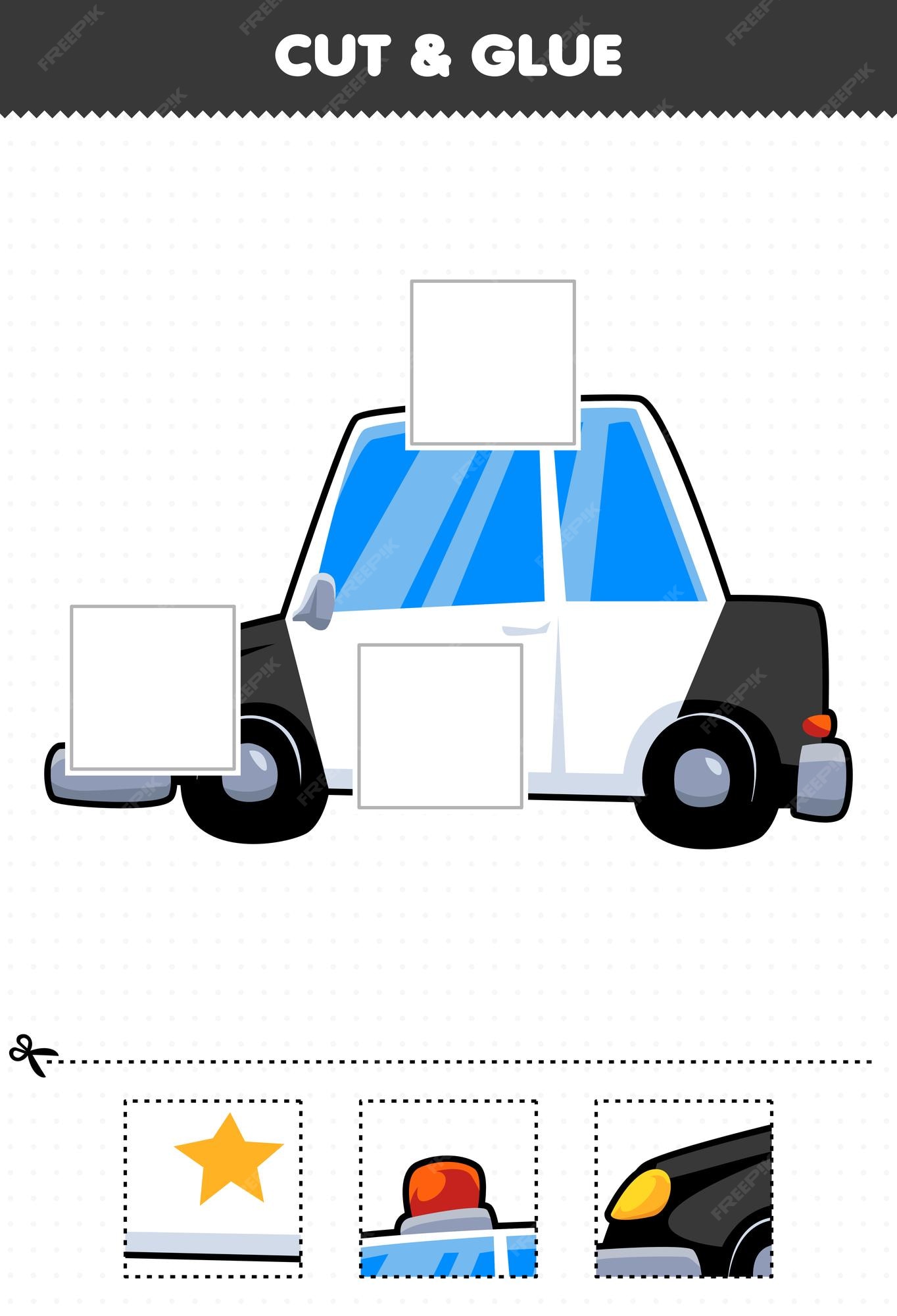 Jogo de educação para crianças encontra duas mesmas fotos carro de polícia  de transporte