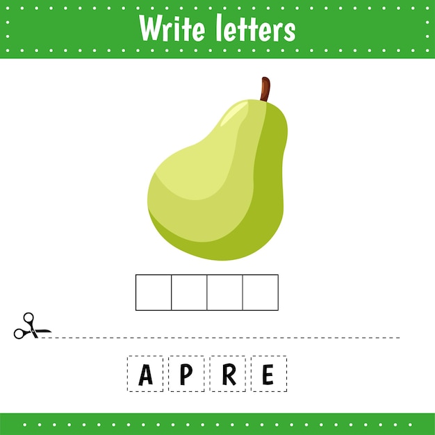 Jogo educativo para crianças crossword fruit pear