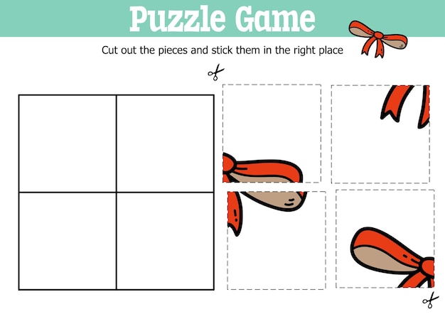 jogo educativo para crianças para cortar e colar peças com arco doodle