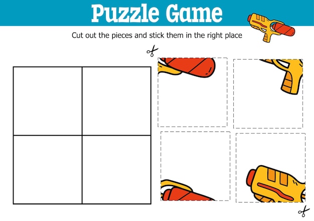 jogo educativo para crianças para cortar e colar peças com pistola de água doodle