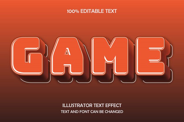 Jogo, efeito de texto editável 3d estilo cômico moderno