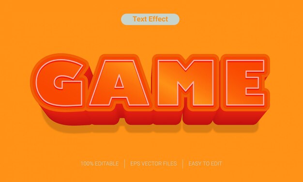 Jogo laranja com efeito de estilo de texto editável de sombra longa