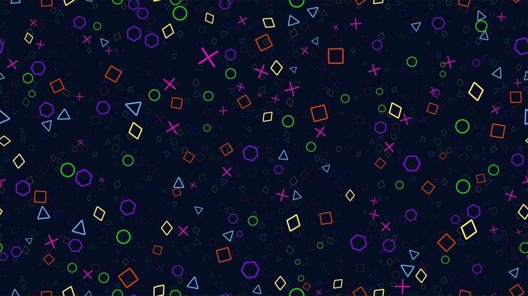 Vetor jogo sem costura padrão colorido com objetos geométricos