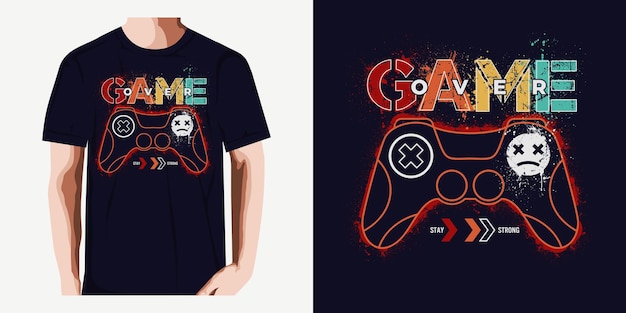 Vetor jogo sobre tipografia t shirt gamer vector design ilustração vetor premium