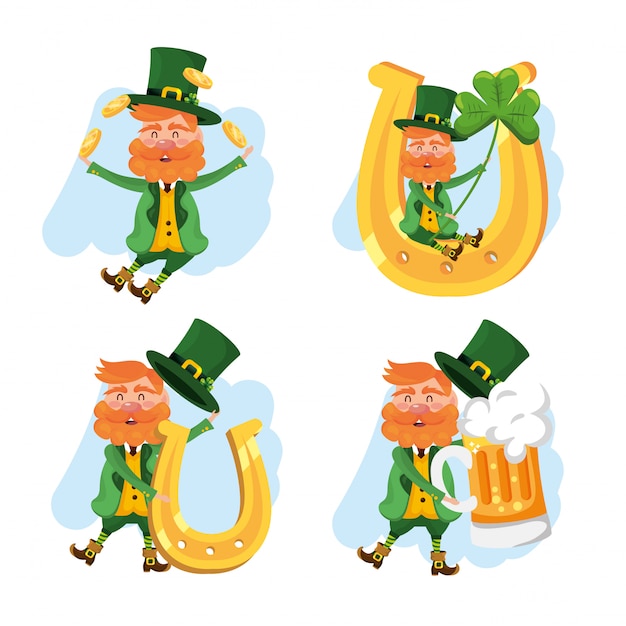 Jogo, st, patrick, homem, com, ferradura, e, cerveja