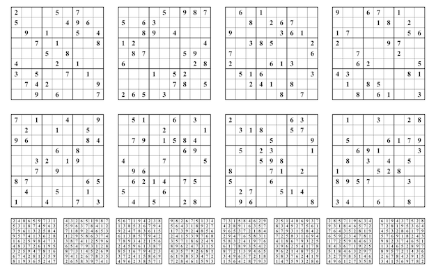 Jogo Sudoku Com Respostas. Complexidade Fácil. Vetor Simples