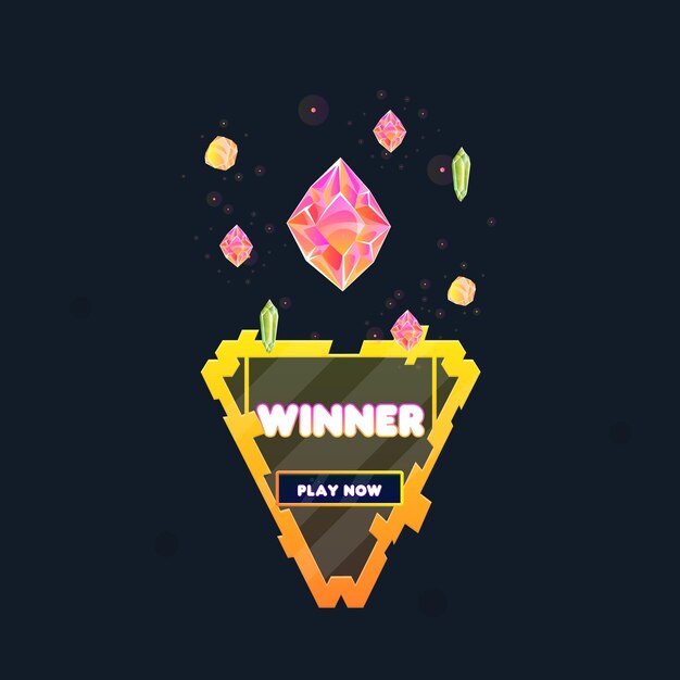 Jogo UI Pop Up Window Página de Recompensa Vencedor Cristais Mágicos Triângulo Sci Fi Hud Forma Futurística Laranja
