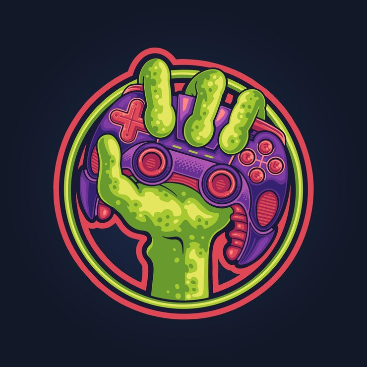 Vetor jogos alienígenas com logotipo de joystick