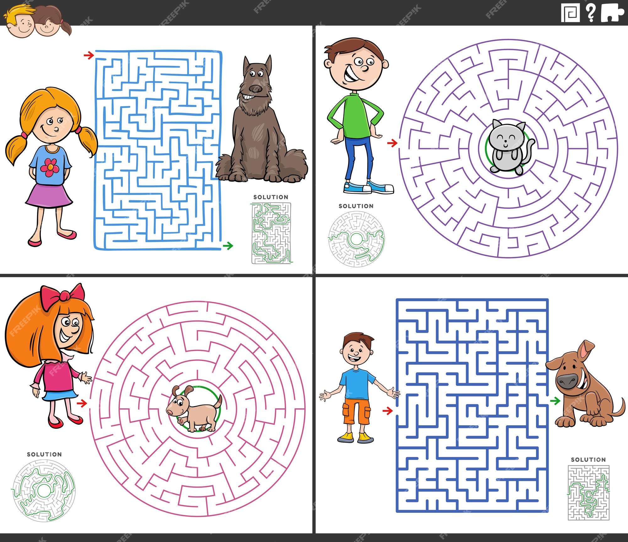 Jogo De Labirinto Com Menino De Desenho Animado E Cachorro Livro De  Exercícios Cão Pré Escolar Vetor PNG , Pasta De Trabalho, Pré Escola, Cão  Imagem PNG e Vetor Para Download Gratuito