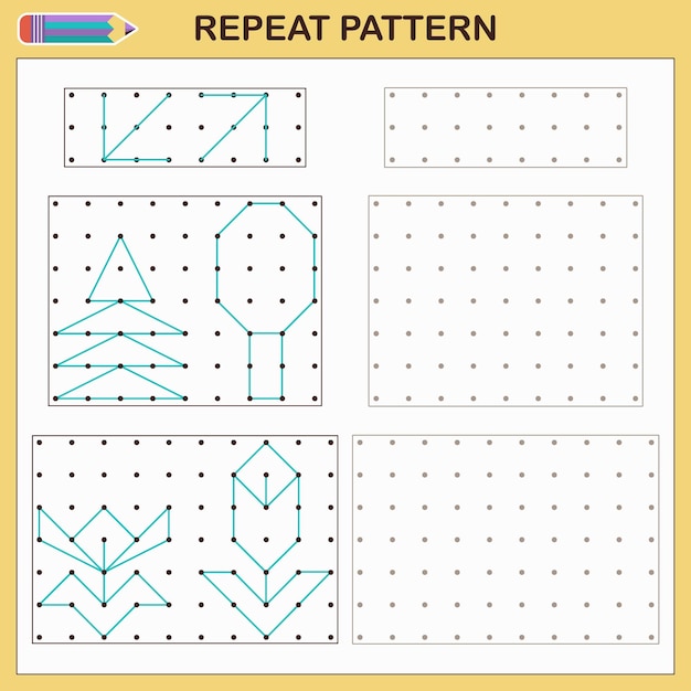 Jogos educativos para crianças. repita o padrão. planilhas para