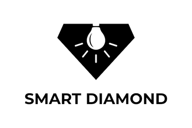 Jóias de inovação empresarial inteligente de ilustração com uma lâmpada dentro de um design de logotipo de diamante