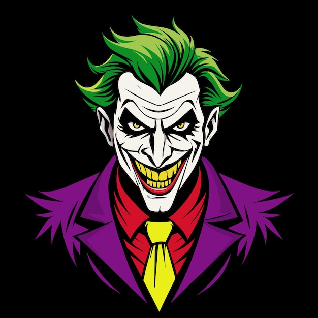 Vetor joker assustador sorrindo desenho de camiseta ilustração vetorial