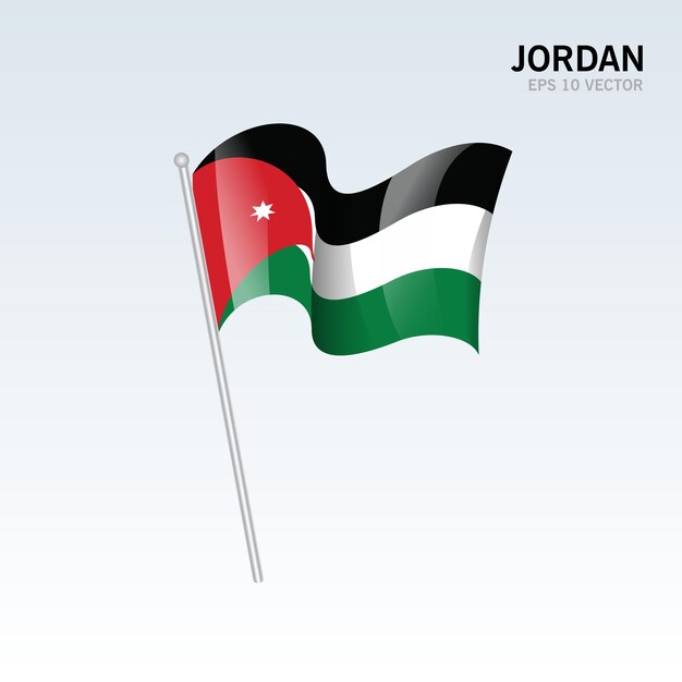 Jordan agitando bandeira isolada em cinza