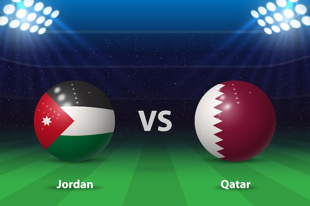 Vetor jordânia vs coreia do sul nocaute final ásia 2023 scoreboard de futebol