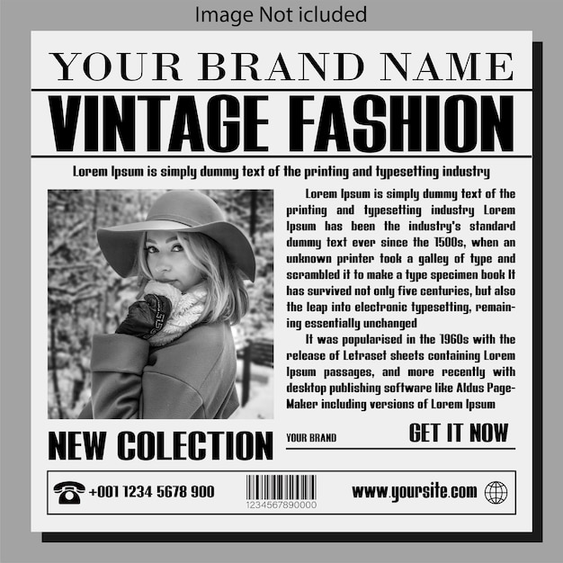 Vetor jornal vintage de moda instagram