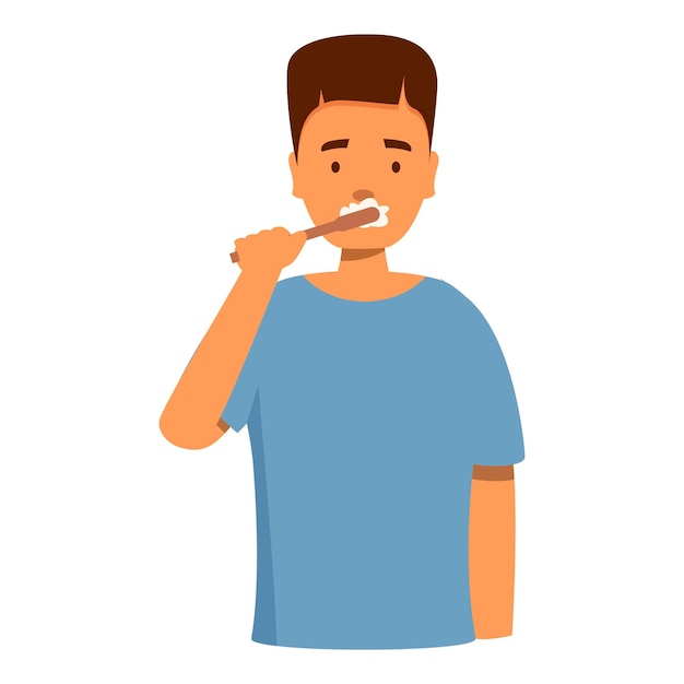 Jovem a escovar os dentes com pasta de dentes numa escova de dentes