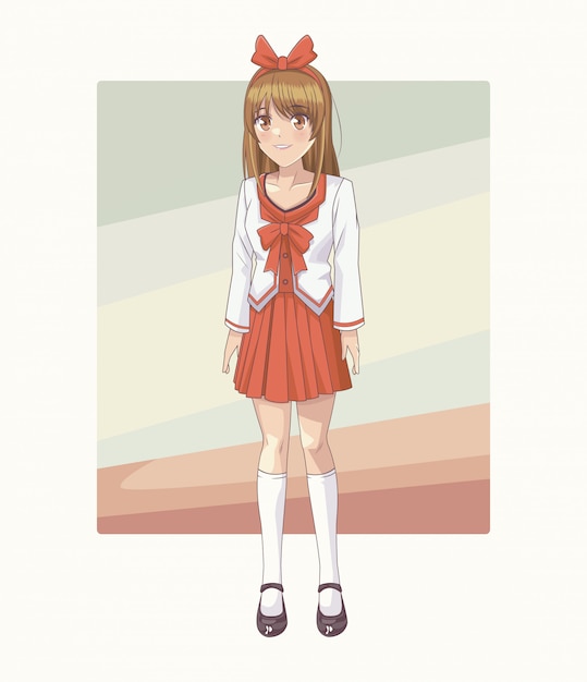 Jovem, anime, escola, estudante, mulher