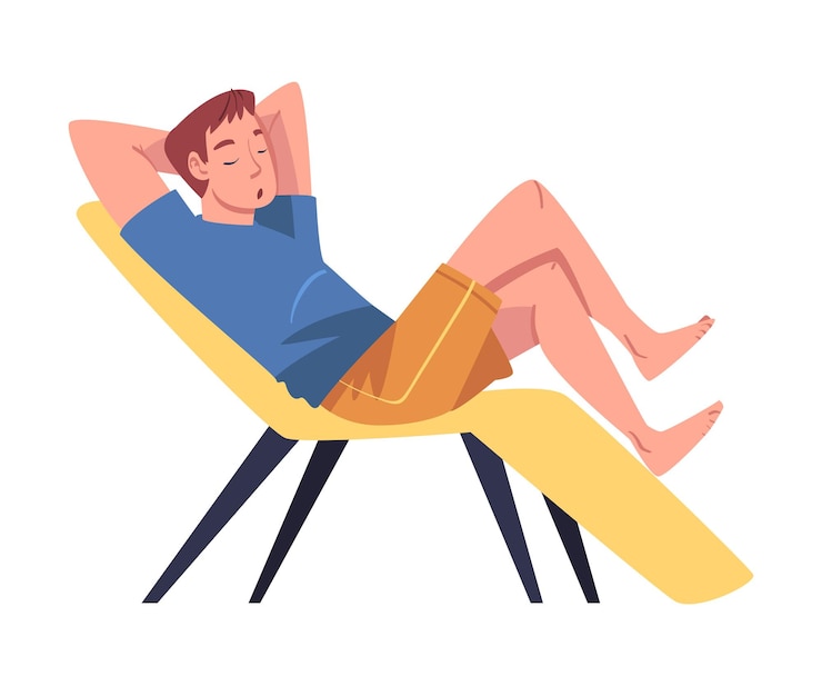 Vetor jovem cansado descansando no sofá ilustração vetorial