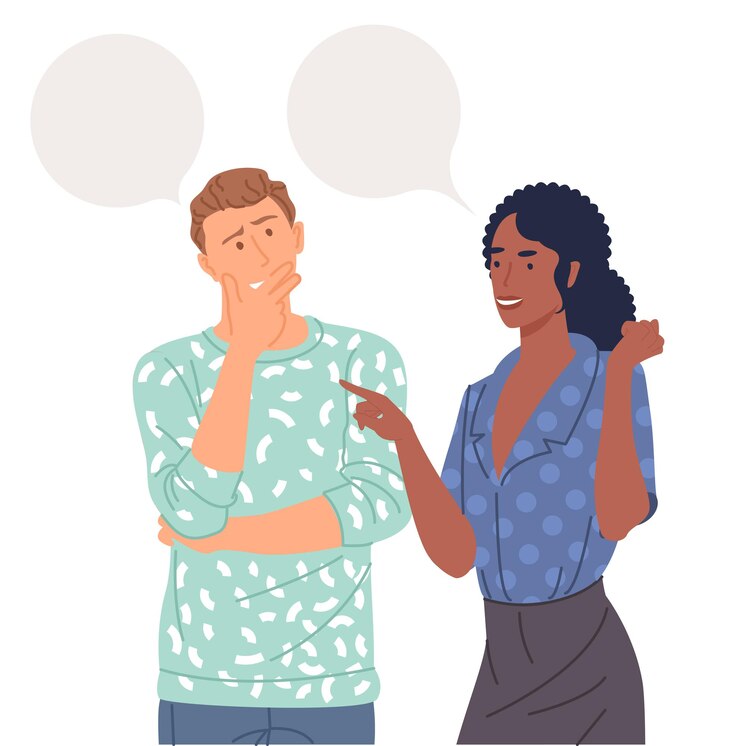 Vetor jovem casal conversando