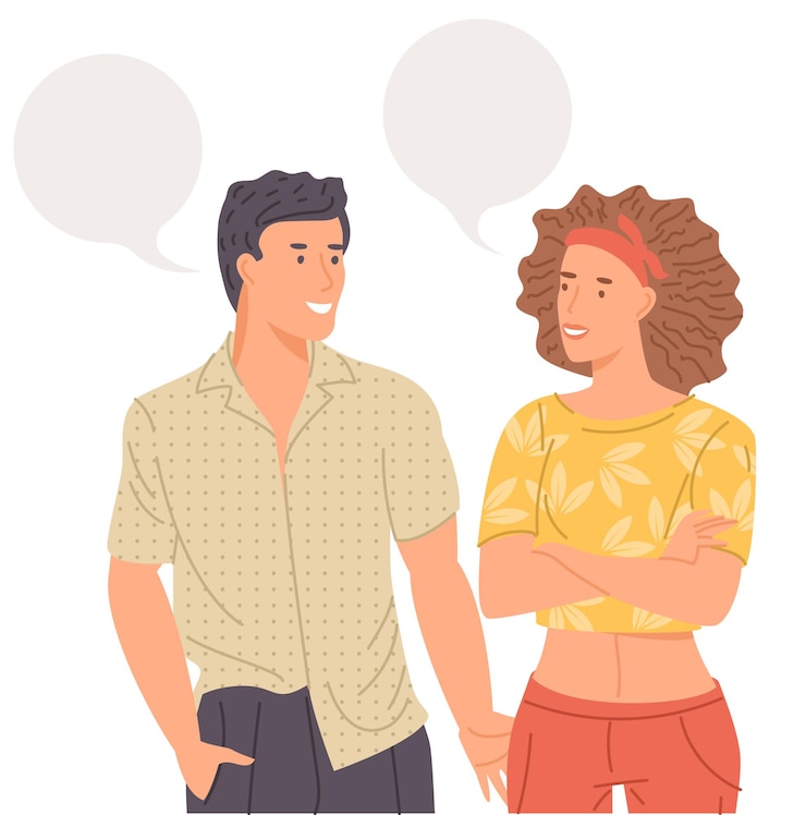 Vetor jovem casal conversando
