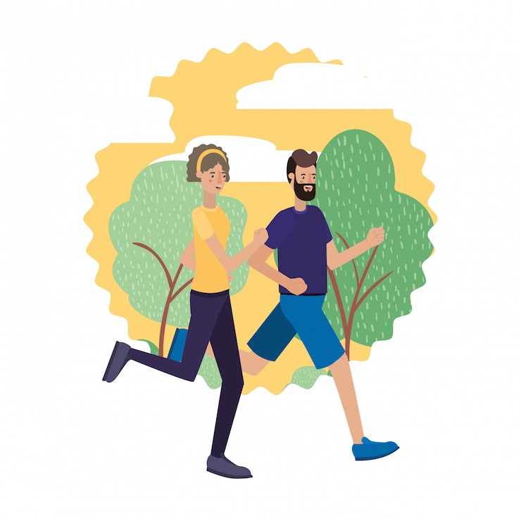 Vetor jovem casal no personagem avatar de paisagem