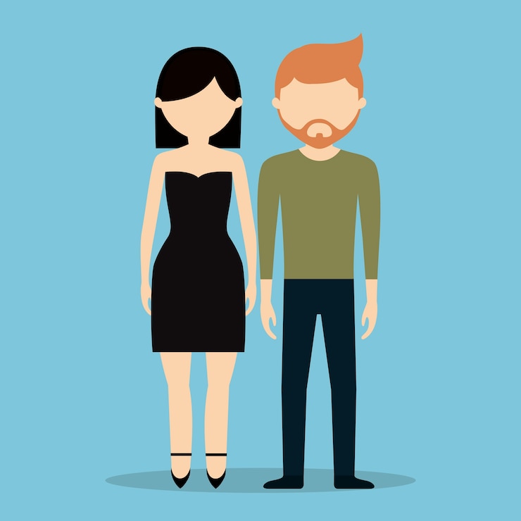 Vetor jovem casal vestindo roupas casuais