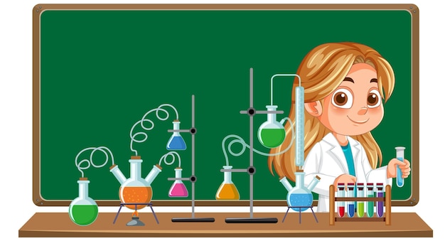 Jovem cientista em laboratório de química