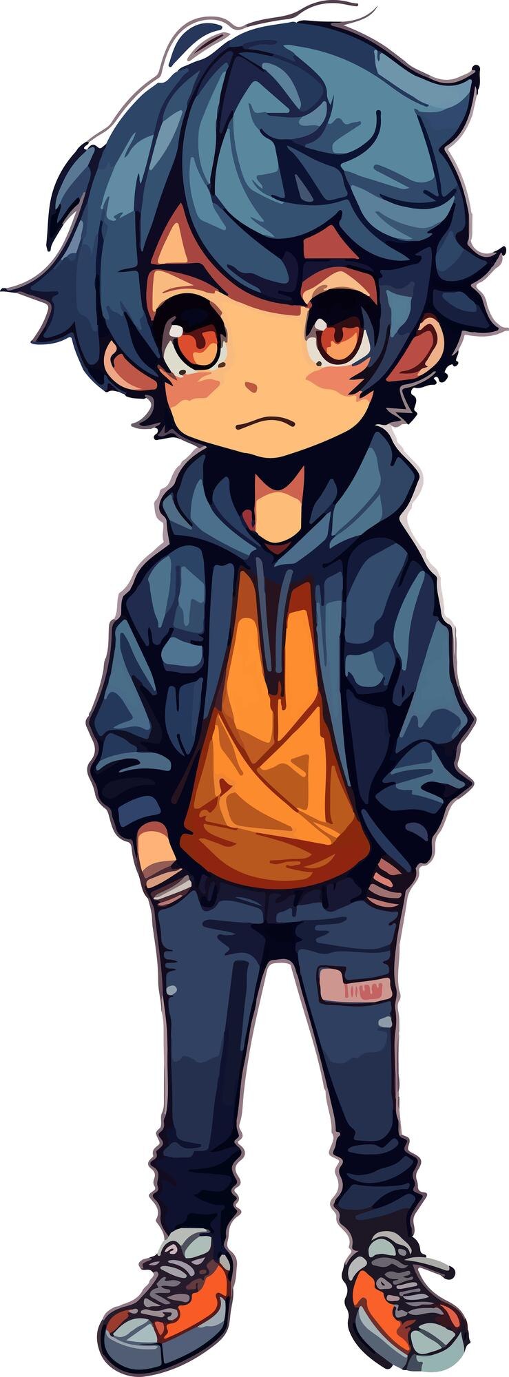 Vetor jovem desenho de ilustração vetorial de personagem de estilo anime manga anime boy