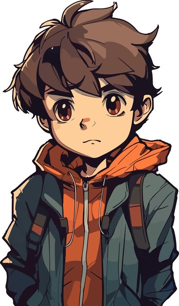 jovem desenho de ilustração vetorial de personagem de estilo anime Manga Anime Boy