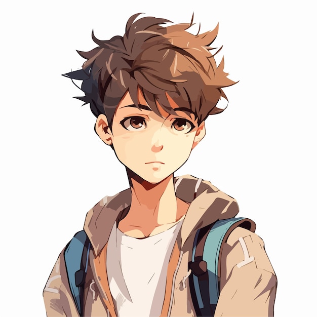 Jovem desenho de ilustração vetorial de personagem de estilo anime manga  anime boy