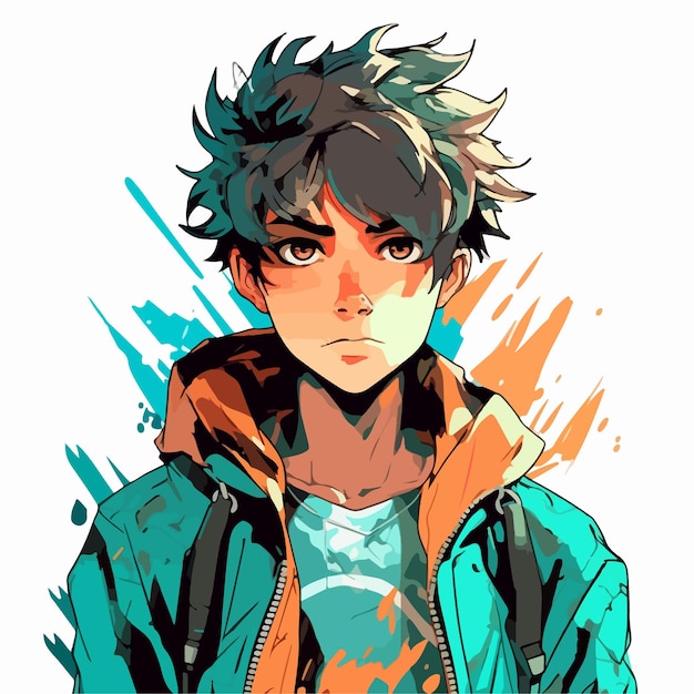 Jovem desenho de ilustração vetorial de personagem de estilo anime manga anime  boy