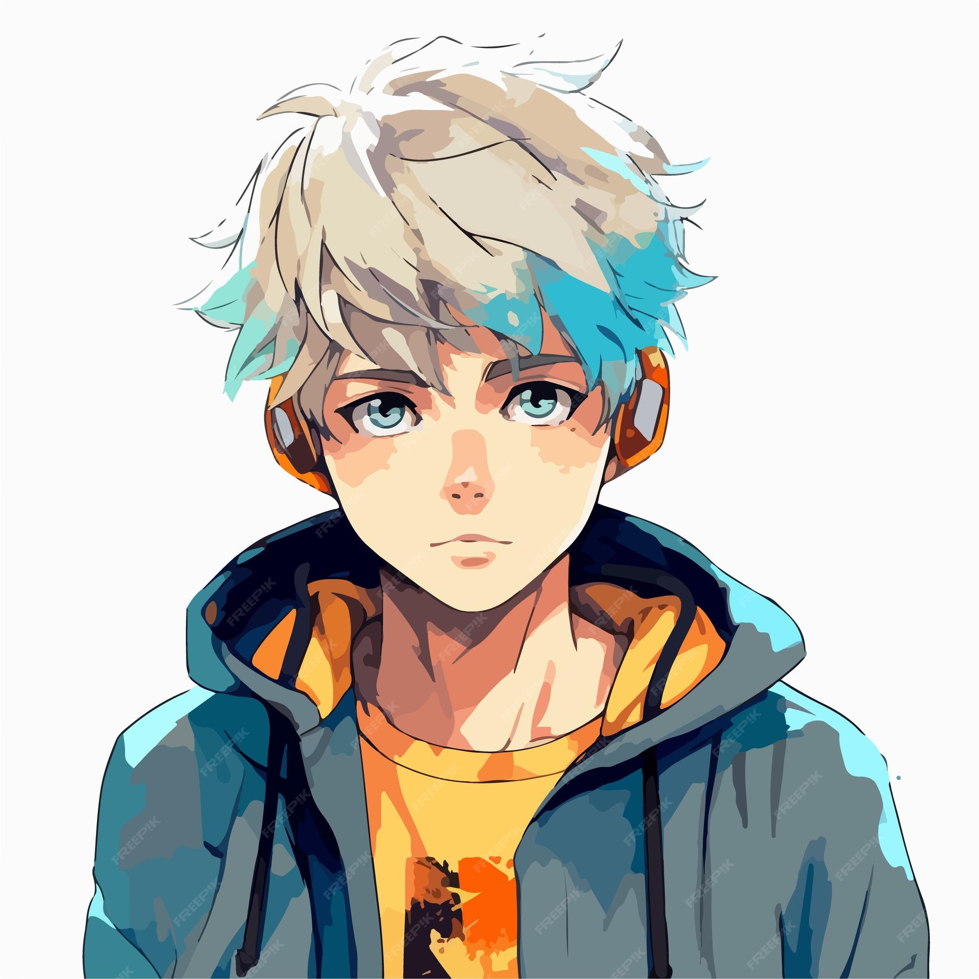 Desenho de ilustração vetorial de personagem de estilo anime jovem manga  anime boy