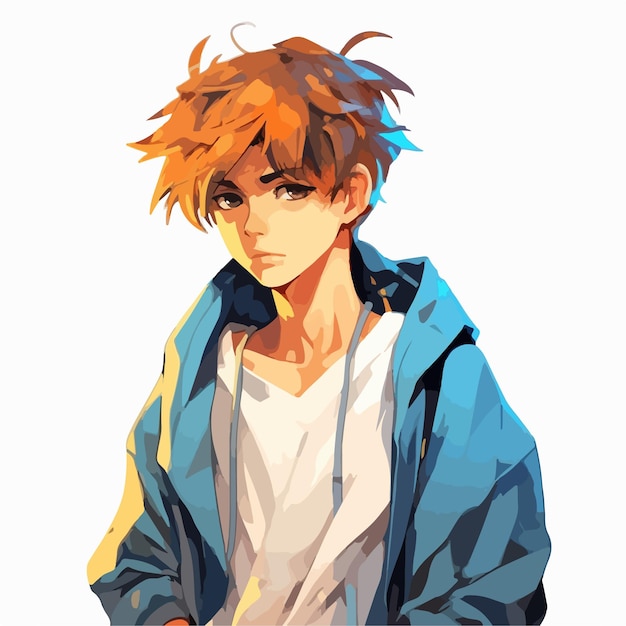 Desenho de ilustração vetorial de personagem de estilo anime jovem manga  anime boy