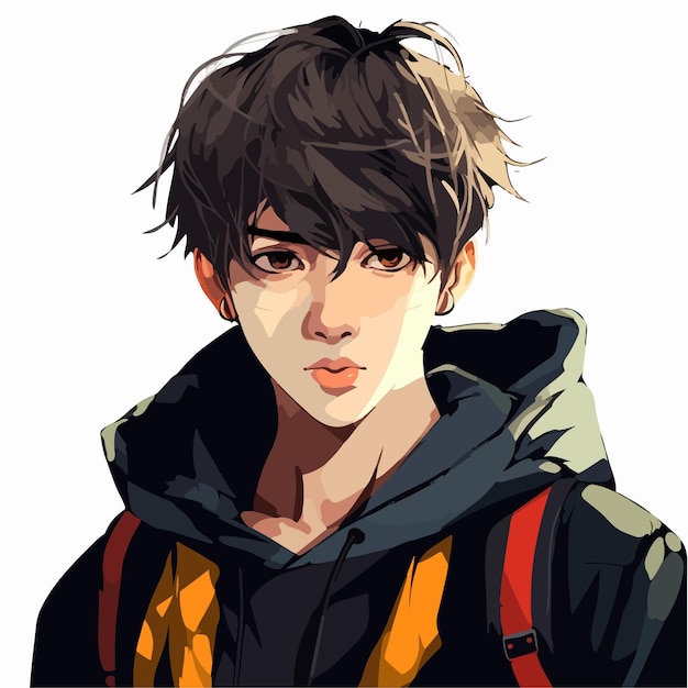 Jovem desenho de ilustração vetorial de personagem de estilo anime manga anime boy